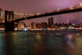 Brooklyn Bridge at dusk viewed from the Brooklyn Bridge Park New York City. Royalty Free Stock Photo