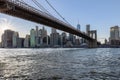 Brooklyn Bridge, East River and Lower Manhattan in Background. NYC Skyline. Dumbo. USA Royalty Free Stock Photo