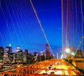 The Brooklyn Bridge Financial District Night Concept Royalty Free Stock Photo