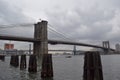 Brooklyn Bridge, NY with overcast skies Royalty Free Stock Photo