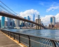 The Brooklyn Bridge with Lower Manhattan in the background at the dayÃÂ­time, New York City, United States Royalty Free Stock Photo