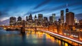 Brooklyn Bridge and the Lower Manhattan Royalty Free Stock Photo