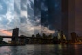 Brooklyn Bridge and Lower Manhattan at night, New York Royalty Free Stock Photo