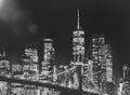 The Brooklyn Bridge and Lower Manhattan at night, NYC Royalty Free Stock Photo