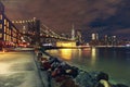Brooklyn Bridge and Lower Manhattan at night Royalty Free Stock Photo