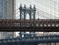 Brooklyn Bridge and Manhattan Bridge in New York City, USA Royalty Free Stock Photo