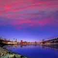 Brooklyn Bridge and Manhattan bridges sunset NY Royalty Free Stock Photo