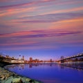 Brooklyn Bridge and Manhattan bridges sunset NY Royalty Free Stock Photo