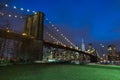 Brooklyn Bridge in Manhattan downtown with Cityscape at night New York USA Royalty Free Stock Photo