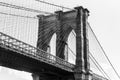 Brooklyn Bridge in Manhattan New York City USA, black and white photography Royalty Free Stock Photo