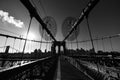 Brooklyn Bridge from Manhattan, New York, photographed in black and white. Royalty Free Stock Photo