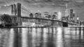 Brooklyn Bridge and Manhattan at night, New York City, USA. Royalty Free Stock Photo