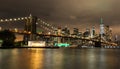 Brooklyn bridge and Manhattan by night, New York City, USA Royalty Free Stock Photo