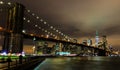 Brooklyn bridge and Manhattan by night, New York City, USA Royalty Free Stock Photo