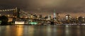 Brooklyn bridge and Manhattan by night, New York City, USA Royalty Free Stock Photo