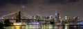 Brooklyn Bridge and Manhattan at night Royalty Free Stock Photo