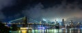 Brooklyn Bridge and Manhattan at night Royalty Free Stock Photo