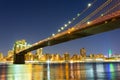 Brooklyn bridge, manhattan night view from hudson Royalty Free Stock Photo