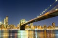 Brooklyn bridge, manhattan night view from hudson Royalty Free Stock Photo