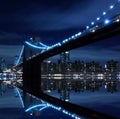 Brooklyn Bridge and Manhattan skyline At Night Royalty Free Stock Photo