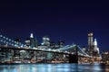 Brooklyn Bridge and Manhattan skyline At Night Royalty Free Stock Photo