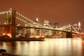 Brooklyn Bridge and Manhattan skyline At Night Royalty Free Stock Photo