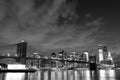 Brooklyn Bridge and Manhattan Skyline At Night Royalty Free Stock Photo