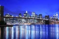 Brooklyn Bridge and Manhattan skyline At Night Royalty Free Stock Photo