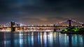 Brooklyn Bridge and Manhattan skyline by night Royalty Free Stock Photo