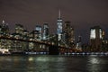 Brooklyn Bridge and Manhattan Skyline At Night