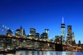 Brooklyn Bridge and Manhattan Skyline At Night Royalty Free Stock Photo