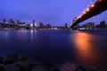 Brooklyn Bridge and Manhattan Skyline At Night NYC Royalty Free Stock Photo