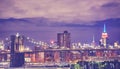 Brooklyn Bridge and Manhattan skyline at night, NYC. Royalty Free Stock Photo