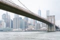 The Brooklyn Bridge and Manhattan skyline, seen from DUMBO, Brooklyn, New York City Royalty Free Stock Photo