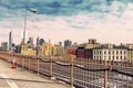 Brooklyn Bridge in Manhattan with skyscrapers. New York City Royalty Free Stock Photo