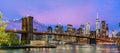 Brooklyn Bridge and Manhattan at sunset - New York, USA Royalty Free Stock Photo
