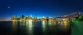 Brooklyn bridge and manhattan view from hudson Royalty Free Stock Photo