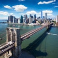 Brooklyn Bridge in New York City - aerial view Royalty Free Stock Photo