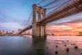 Brooklyn Bridge New York City at Dusk Royalty Free Stock Photo