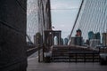 Brooklyn bridge New York city image, sunrise image of the New York Brooklyn bridge Royalty Free Stock Photo