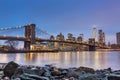 Brooklyn bridge at dusk, New York City. Royalty Free Stock Photo