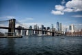 Brooklyn bridge with New York City skyline Royalty Free Stock Photo