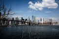 Brooklyn bridge with New York City skyline Royalty Free Stock Photo