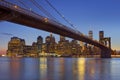 Brooklyn Bridge and New York City skyline at dusk Royalty Free Stock Photo
