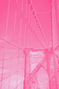 Brooklyn bridge in New York city, USA. Details. Pink gradient photo Royalty Free Stock Photo