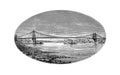 Brooklyn Bridge, New York. Engraving illustration.