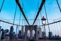 brooklyn bridge in new york spanning the East River between the boroughs of Manhattan and Brooklyn Royalty Free Stock Photo