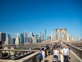 New York, USA : [ Brooklyn bridge architecture with panoramic view of New York City and lower Manhattan, One World Trade Center ] Royalty Free Stock Photo