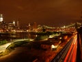 Brooklyn Bridge by night from Brooklyn Heights Royalty Free Stock Photo
