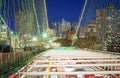 Brooklyn Bridge with car traffic at night Royalty Free Stock Photo